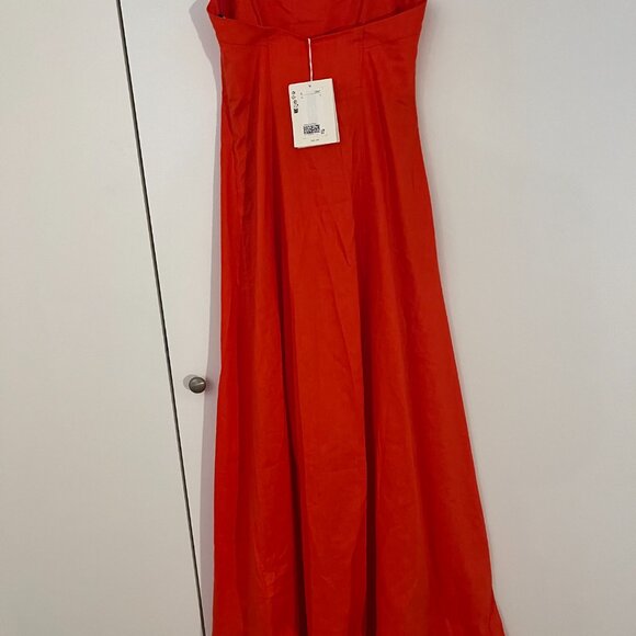 Cos Atelier The V-Neck Linen Maxi Dress - Bright Orange NWT retail $290 - Picture 9 of 16